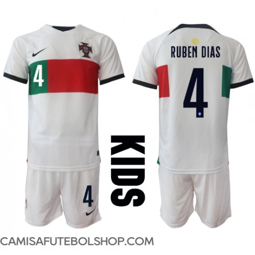 Camisa de time de futebol Portugal Ruben Dias #4 Replicas 2º Equipamento Infantil Mundo 2022 Manga Curta (+ Calças curtas)